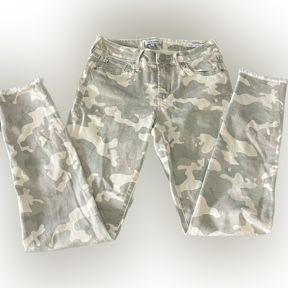 Dear John Gisele High Waist Skinny Jeans Womens 25 Multicolor Camouflage Zip Fly